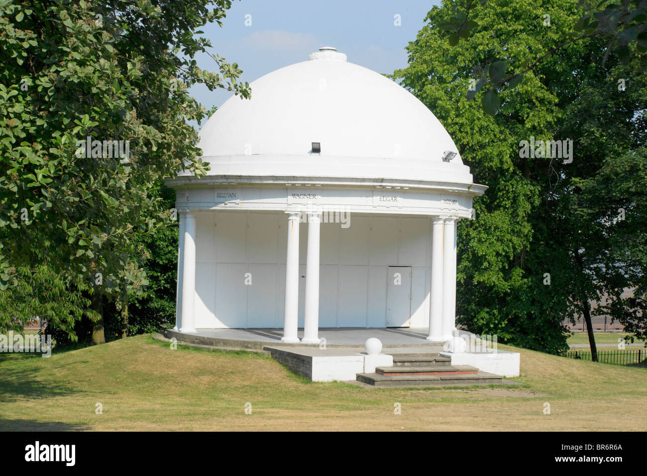 Vale Park bandstand Wallasey, Merseyside. Stock Photo