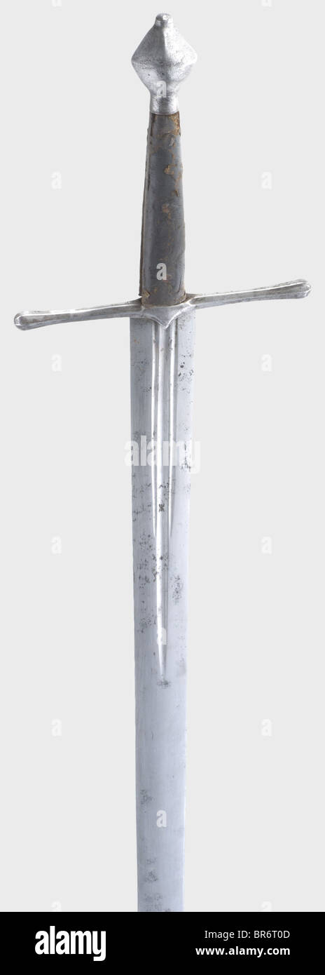 A German knightly sword, middle of the 15th century. Broad, double ...