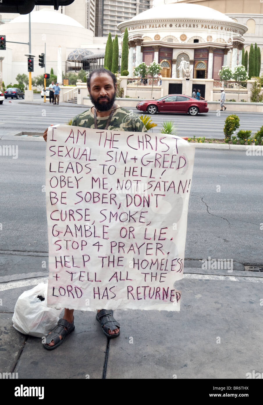 Street preacher on the Strip, Las Vegas USA Stock Photo