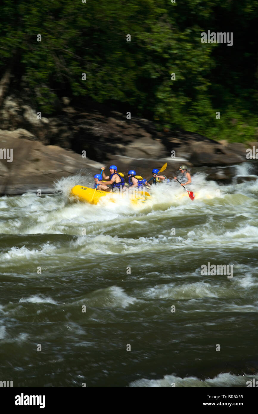 Whitewater rafters on the New River near Fayetteville WV. Stock Photo