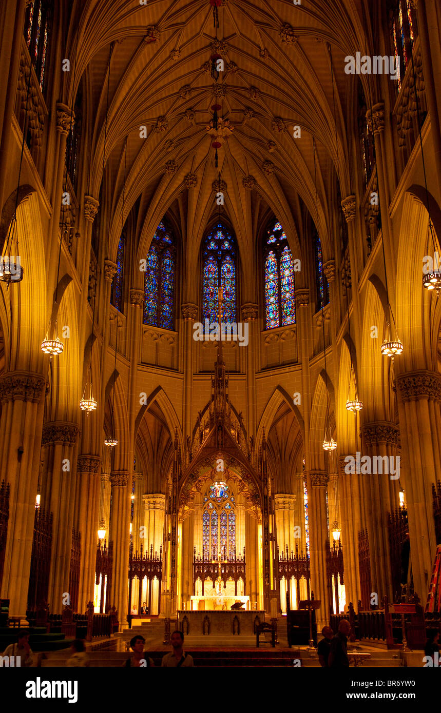 Interior of St. Patrick's Cathedral in Midtown Manhattan, New York City, USA Stock Photo
