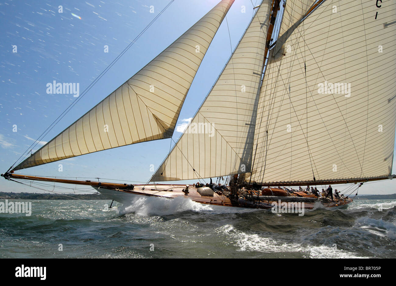 Mariquita under sail during the Solent Race, The British Classic Yacht Club Regatta, Cowes Classic Week, July 2008 Stock Photo