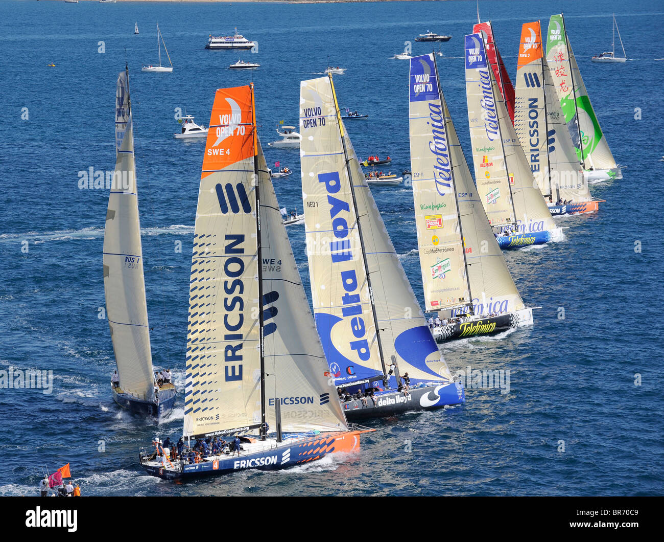Startline of the In-port Race 1, Alicante, Spain. Volvo Ocean Race 2008-2009. For EDITORIAL USE only. Stock Photo