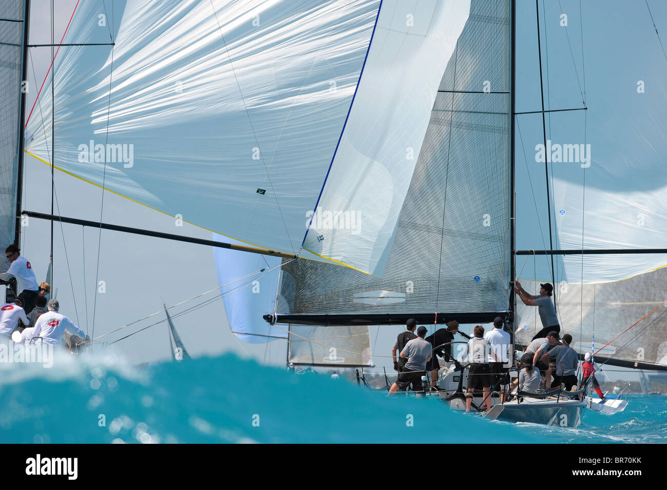 Farr 40 downwind during a race at the 2009 Acura Miami Grand Prix, day 3, 7th March. Stock Photo