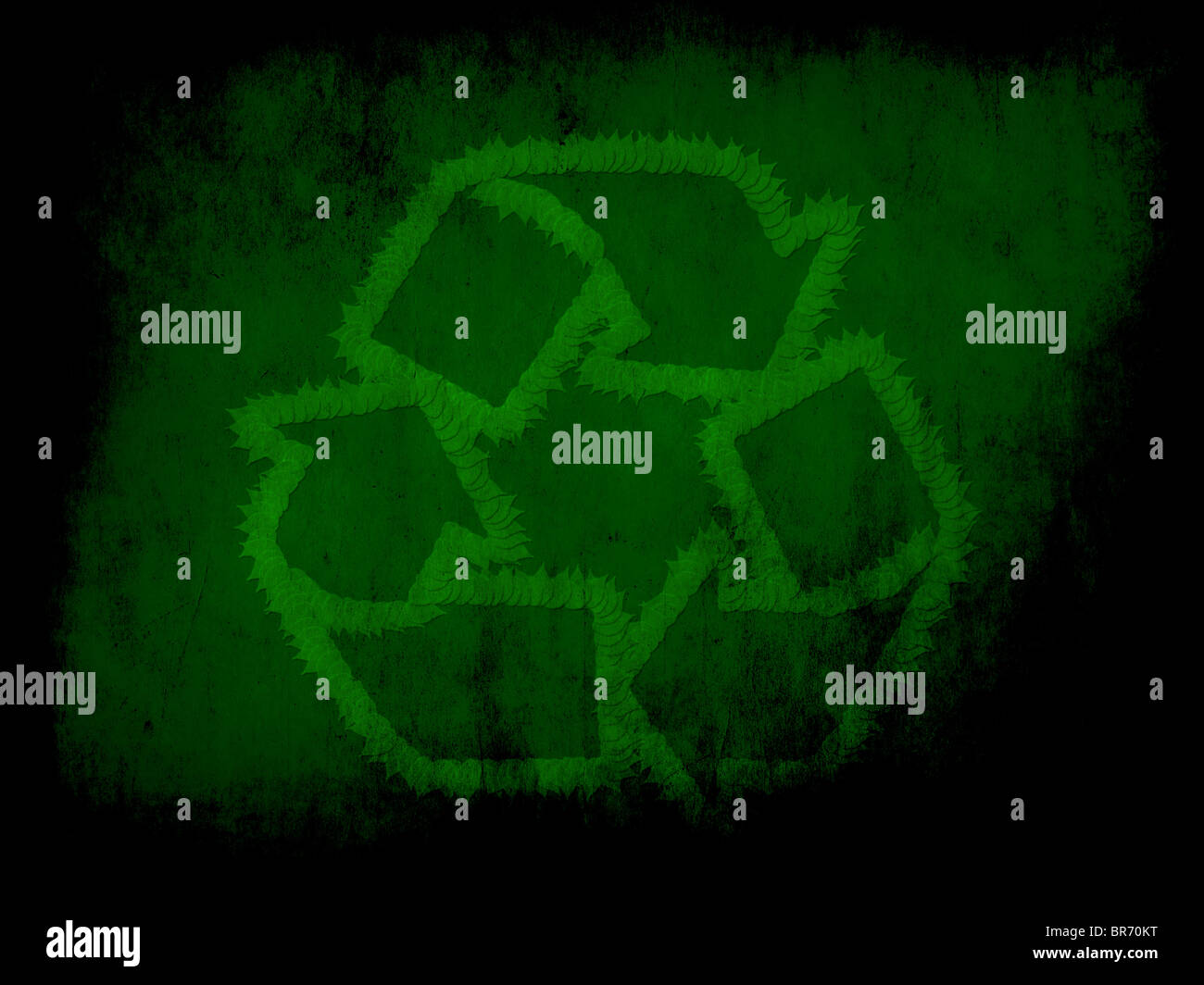 Green recycle symbol on grunge background, environment concept Stock