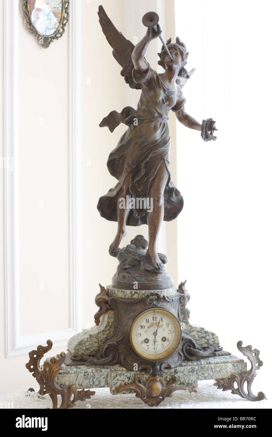 19 century,statue,antic sculpture  bronze clock ,still life Stock Photo