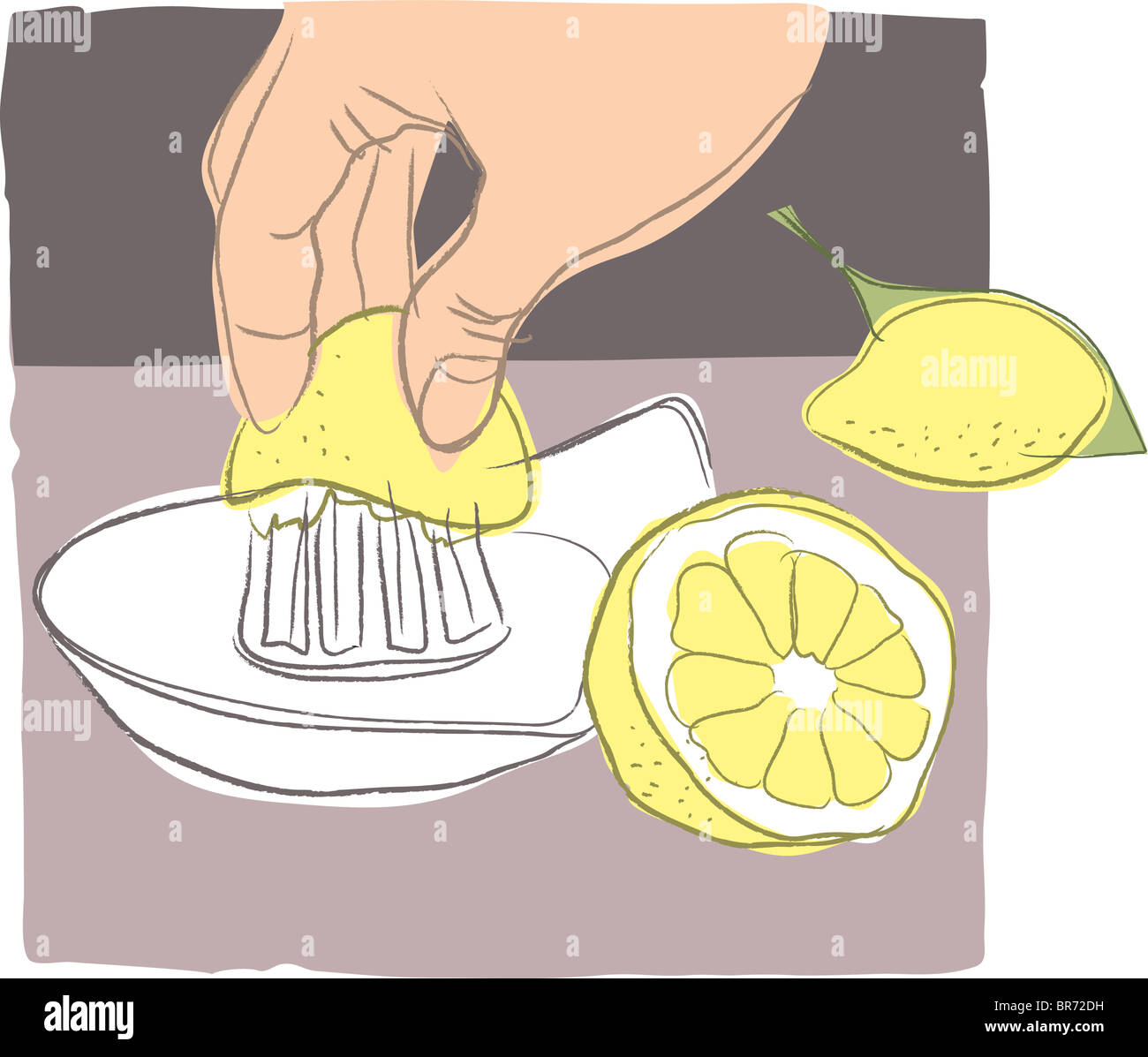 A hand juicing lemons Stock Photo Alamy