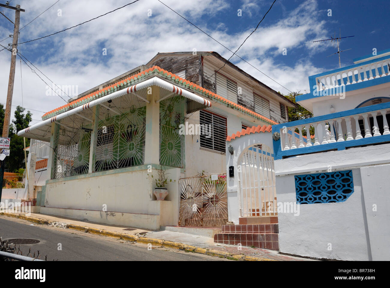 Typical house on the Island of Vieques, Isabel II, Puerto Rico Stock