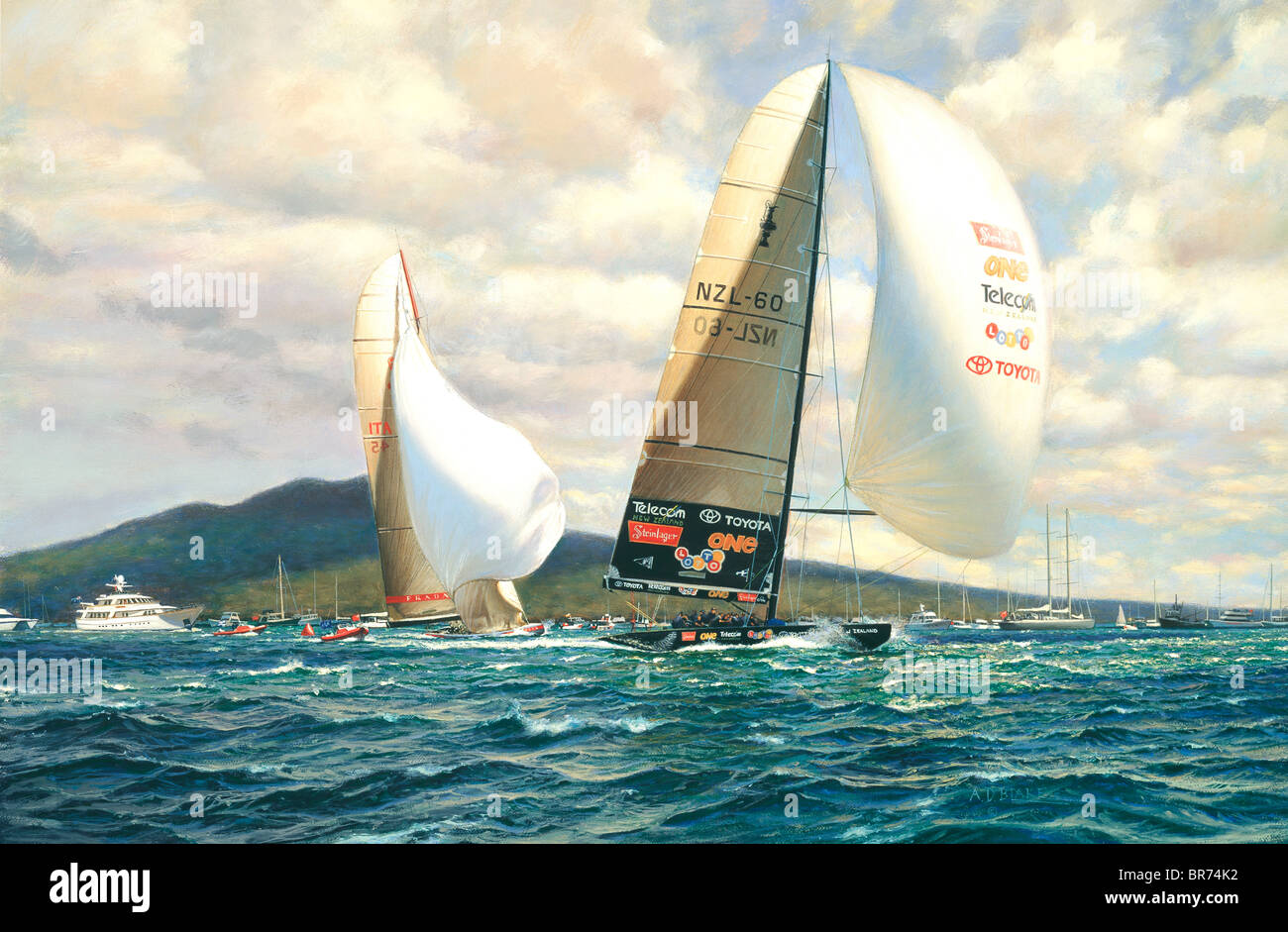 The Final Leg To Victory. New Zealand leads Prada, Race 5, America's Cup  2000. Oil on canvas, 41 cm x 61 cm, 2002. Collection Stock Photo - Alamy