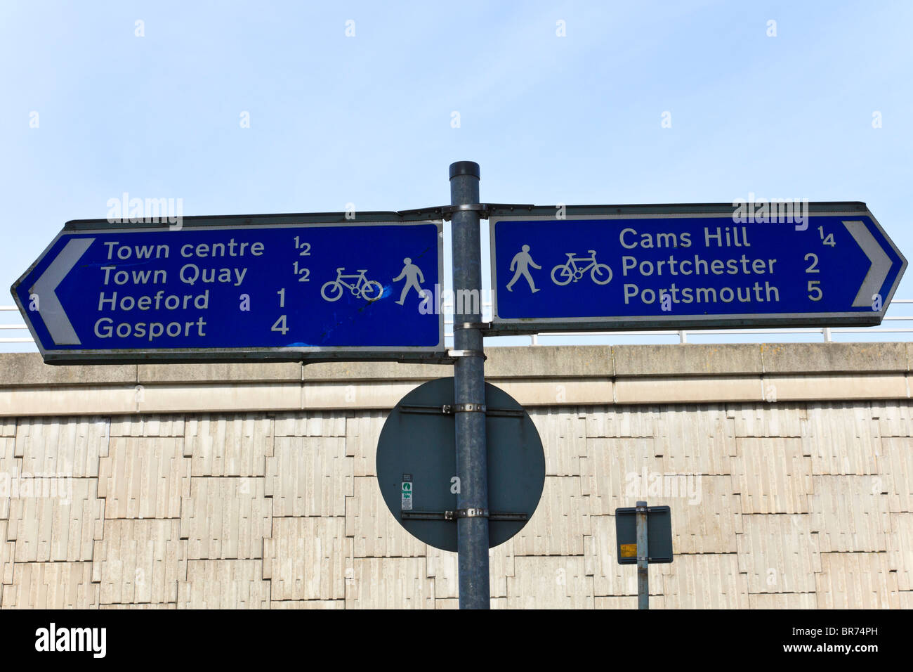 Cycle and Walking Route signs with directions to Gosport, Fareham