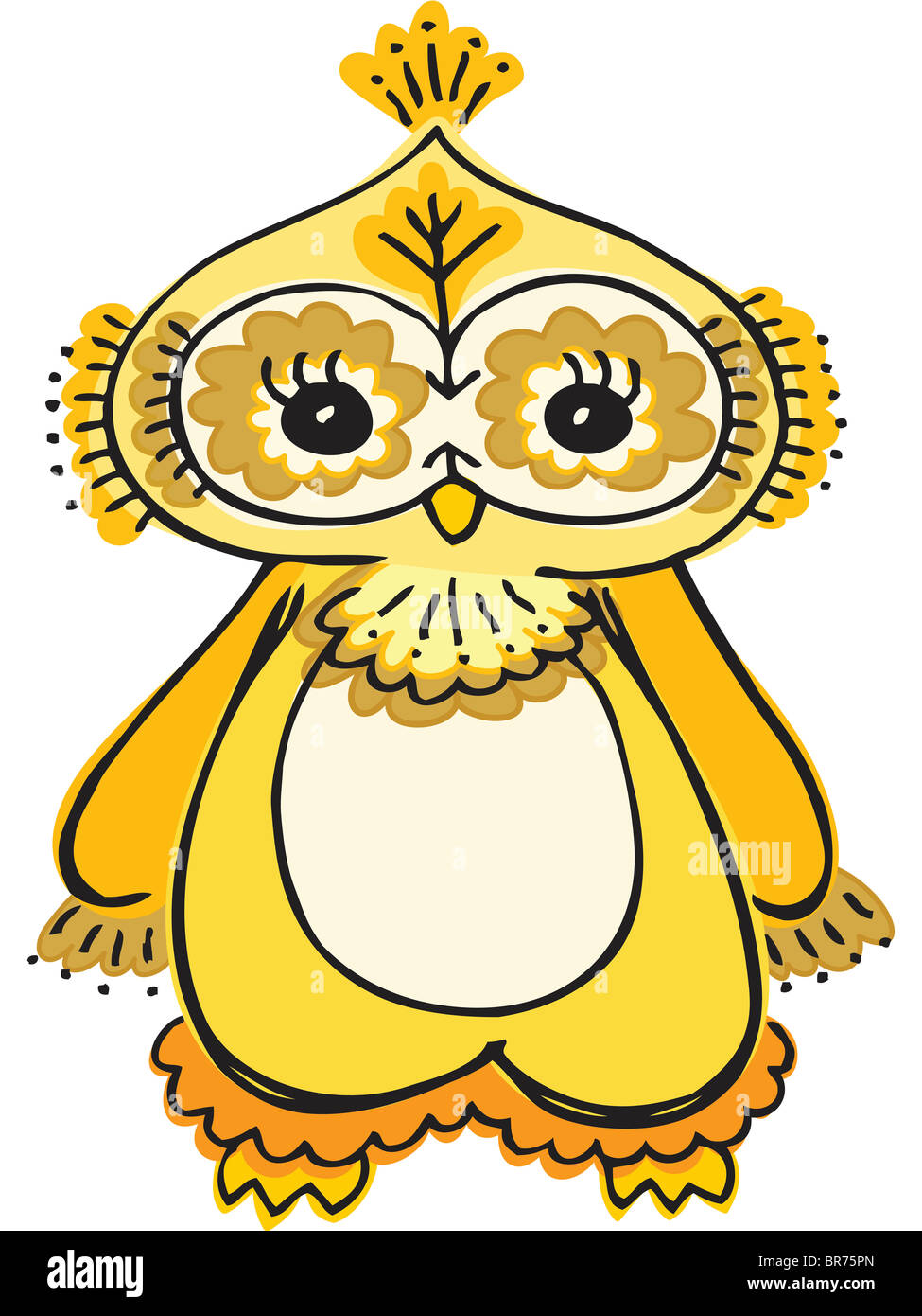 A yellow owl with fancy feathers Stock Photo Alamy