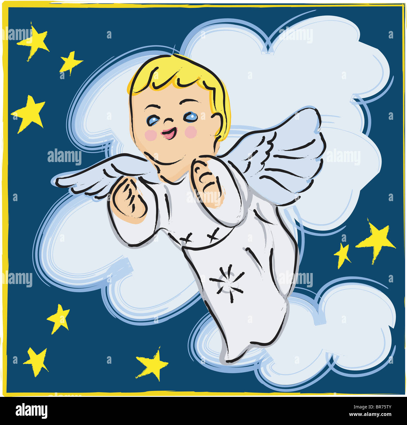 An angel flying in the night sky Stock Photo Alamy