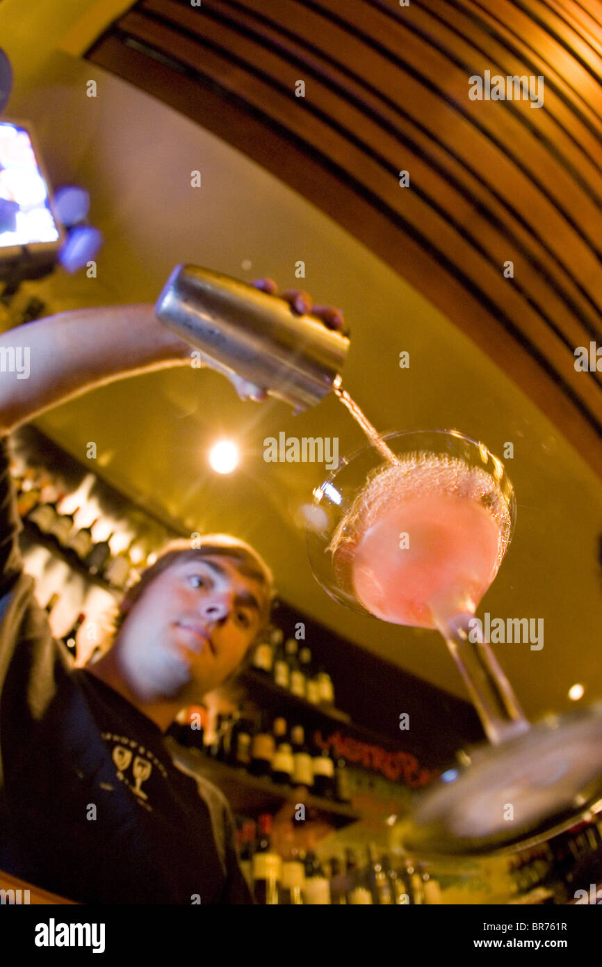 Bartender pouring drinks Wyoming Stock Photo