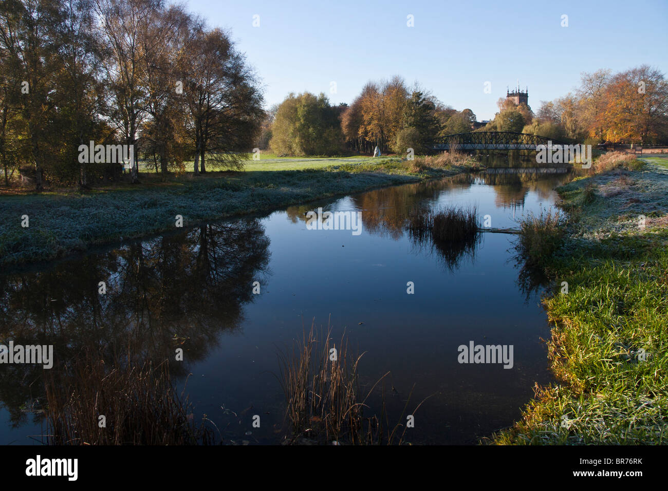 Andresey Island, Andresey Bridge and St Modwen's church, River Trent ...