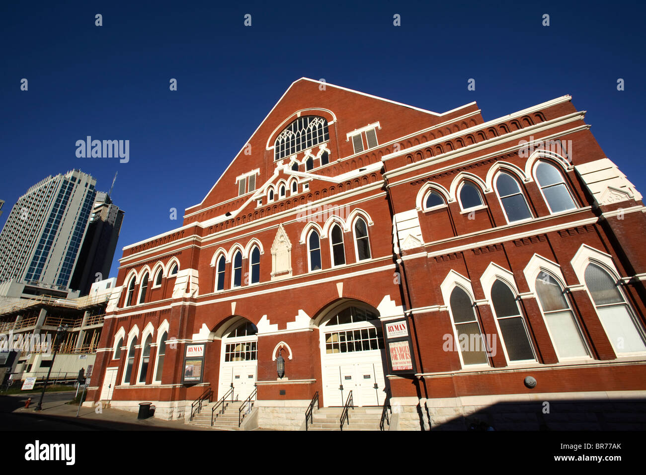 The front of the legendary Ryman Auditorium in downtown Nashville TN Stock Photo