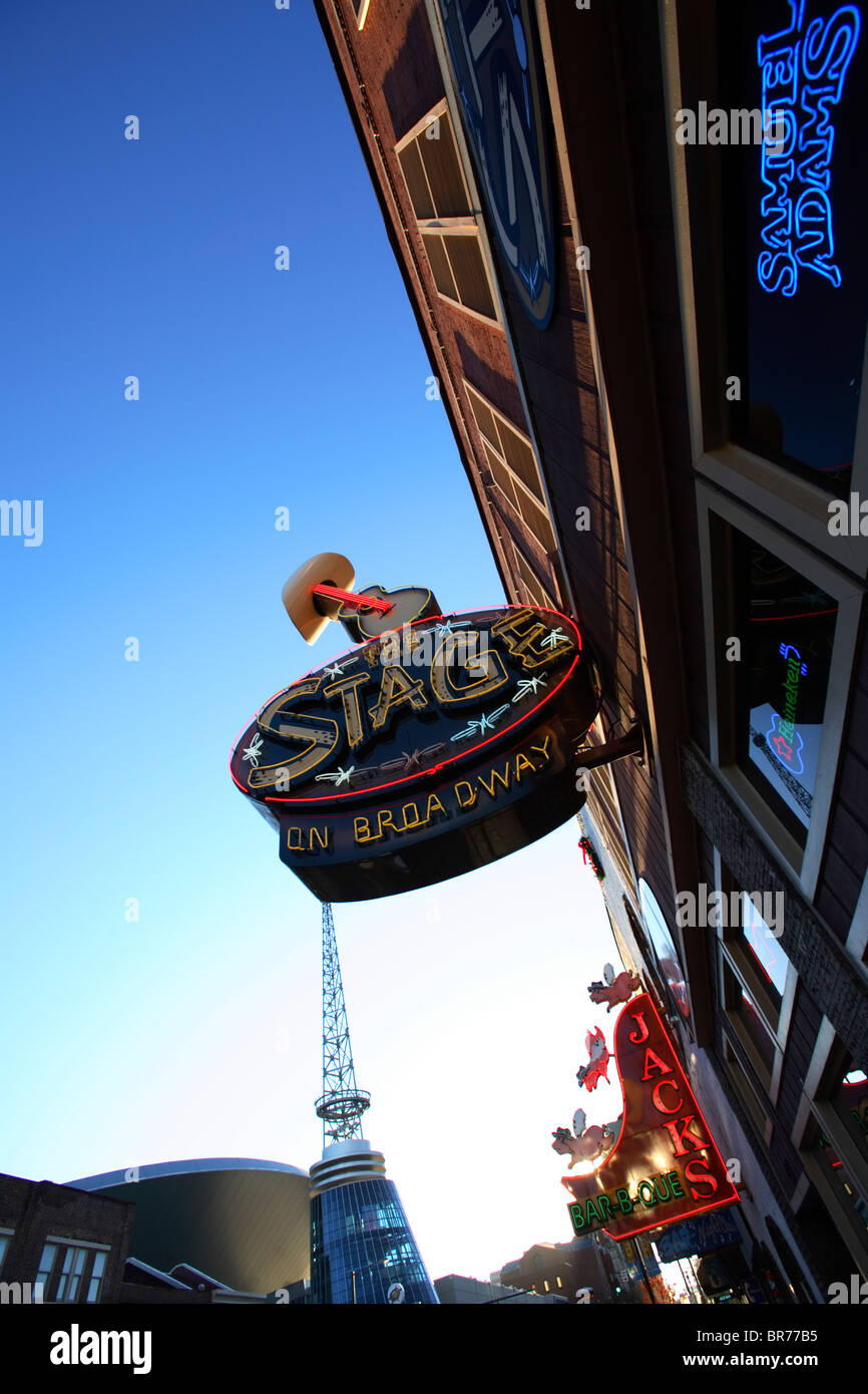 The Stage bar and music venue along Lower Broadway in Nashville TN. Stock Photo