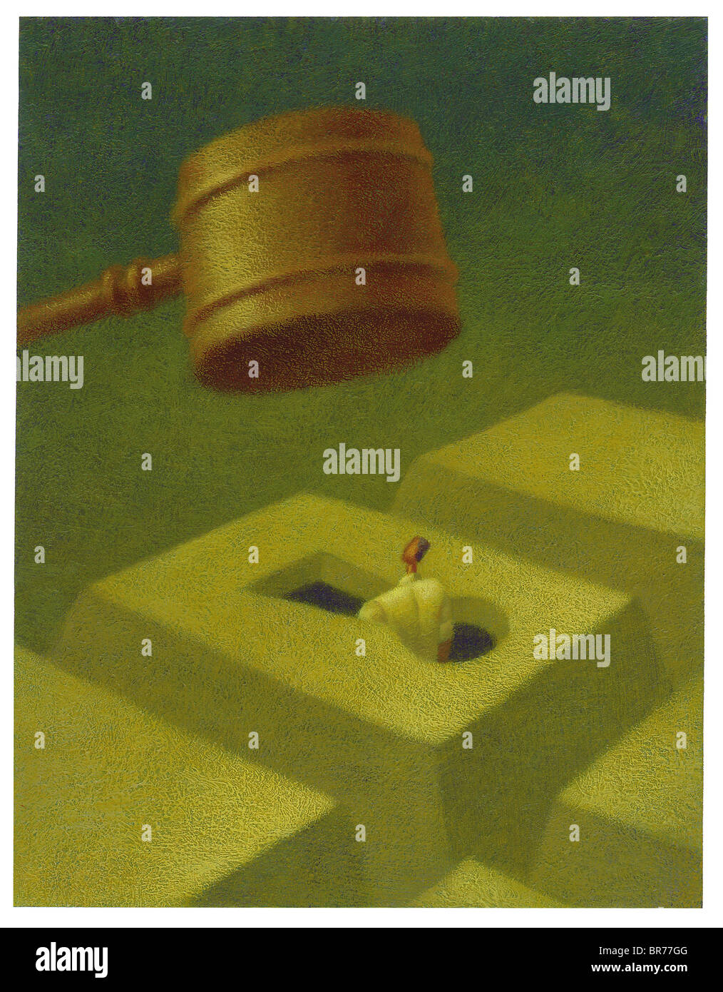 A businessman being hit by giant gavel Stock Photo Alamy