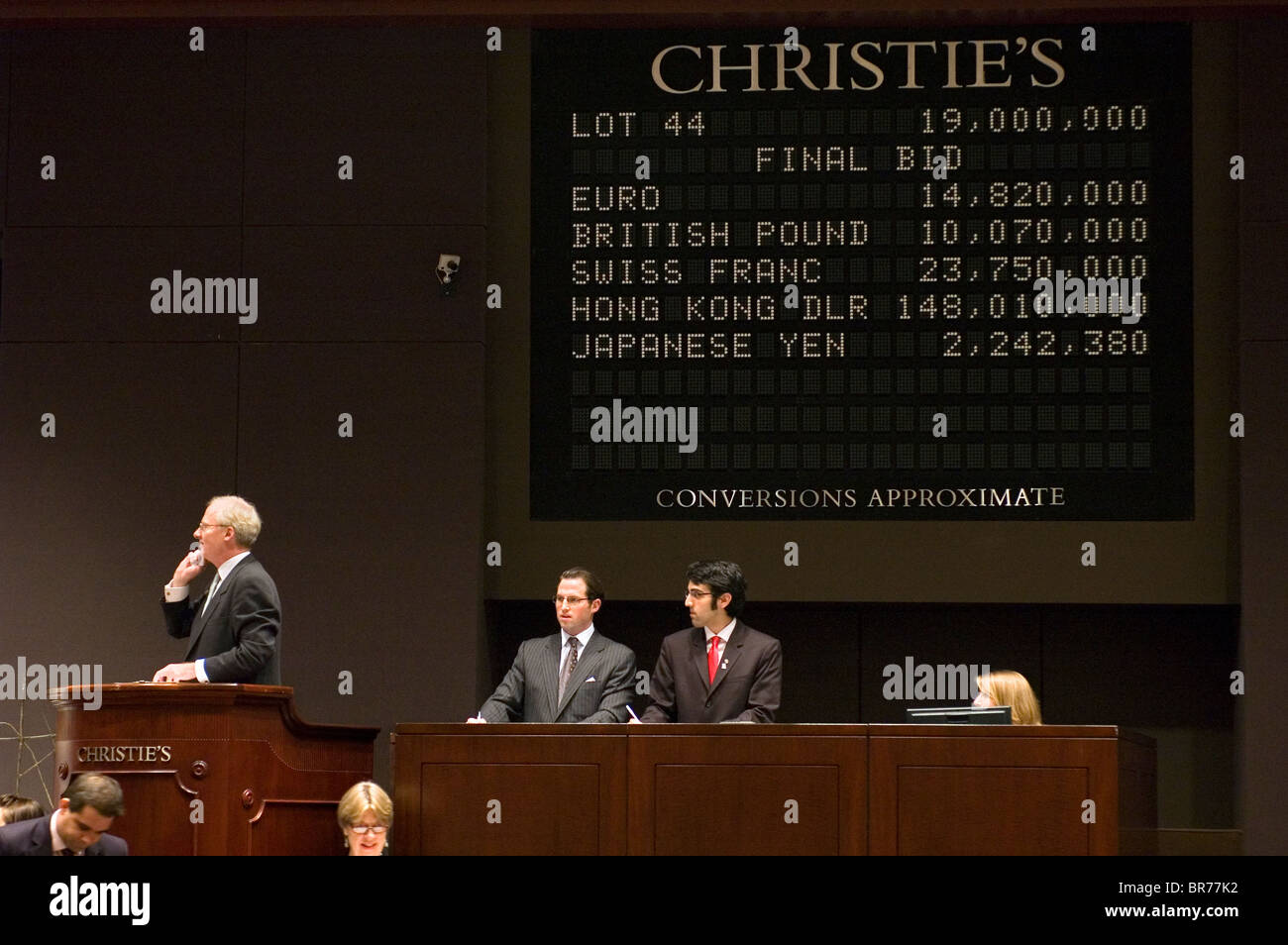 New york city auctioneer christies business hires stock photography