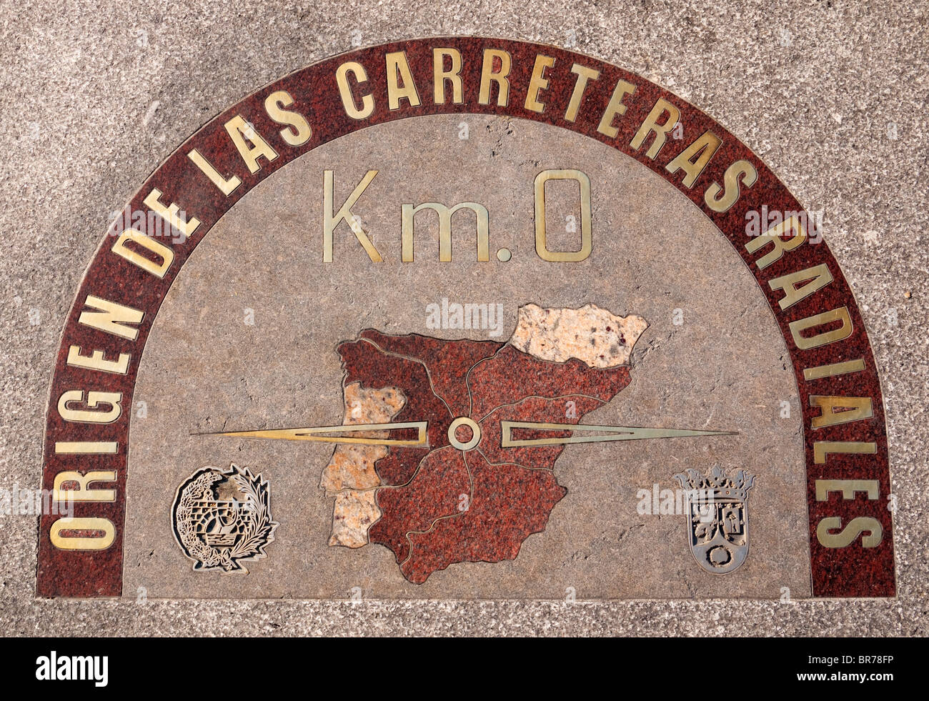 Kilometre Zero, measuring point for Spain's road network, Puerta del Sol, Madrid, Spain Stock Photo