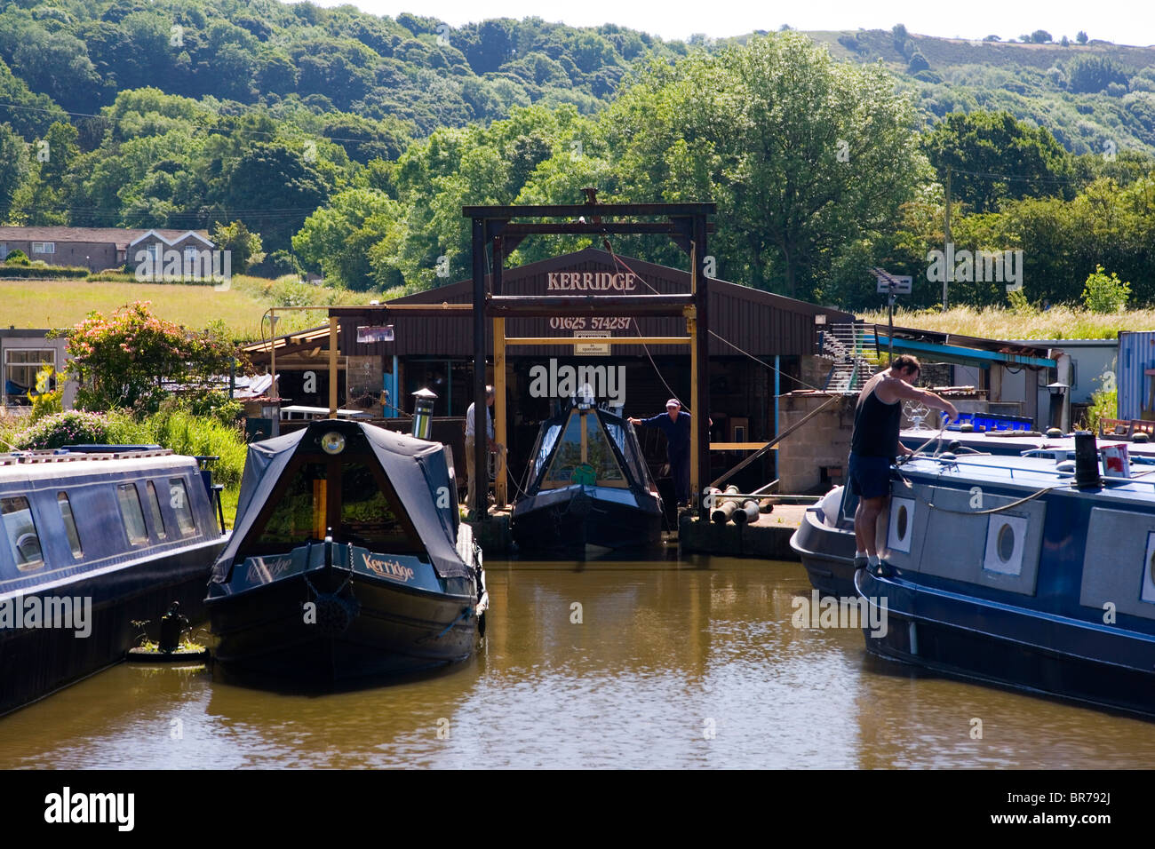 Narrow Boats at Kerridge Dry Dock on the Macclesfield Canal at