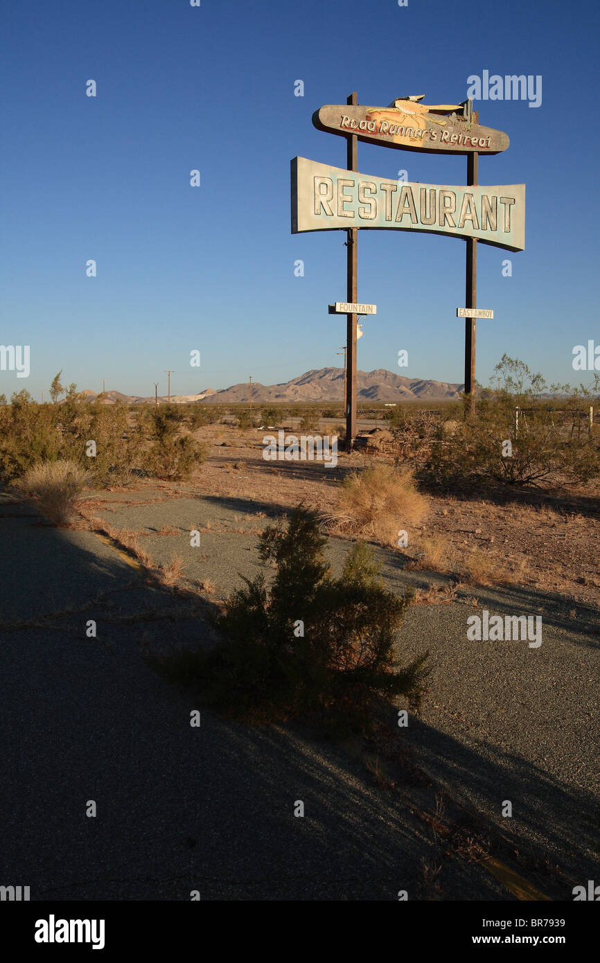 Abandoned restaurant sign Old Route 66 California Stock Photo