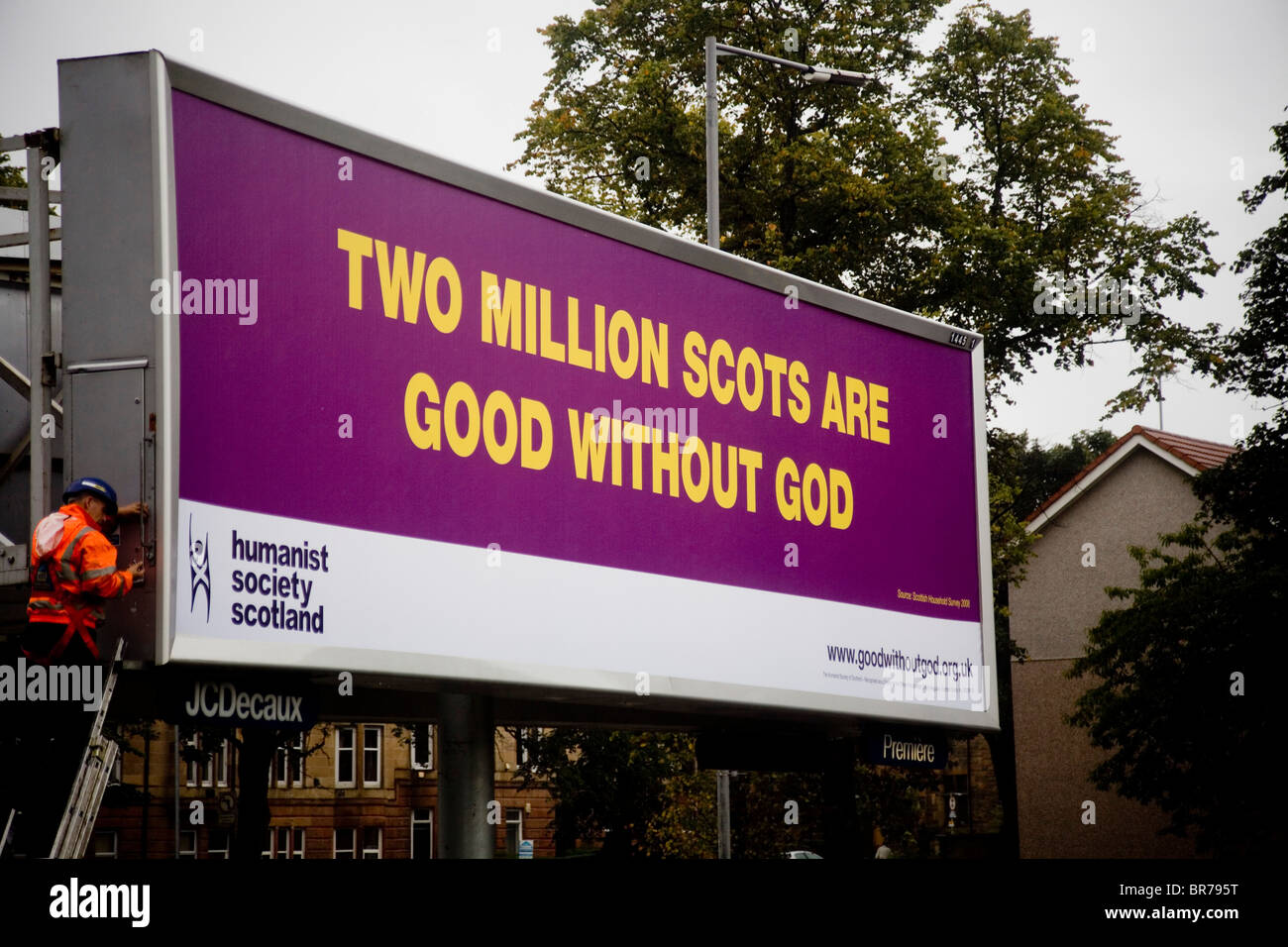 A billboard advertising the Humanist Society of Scotland's 'Good Stock