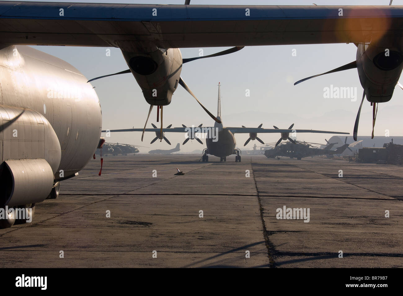 Military aircraft Kabul Airport Stock Photo