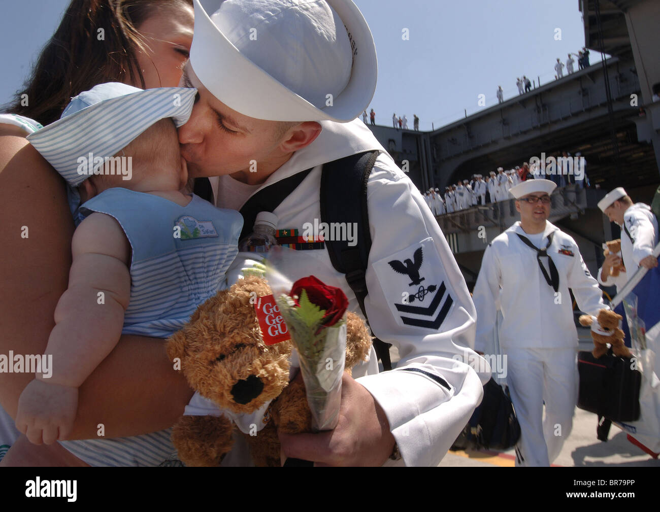 Navy ship homecoming Stock Photo