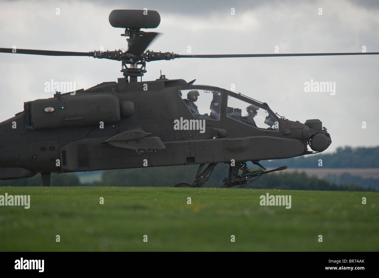 The Boeing AH-64 Apache twin engined attack helicopter being used to train pilots for the British Army. Stock Photo