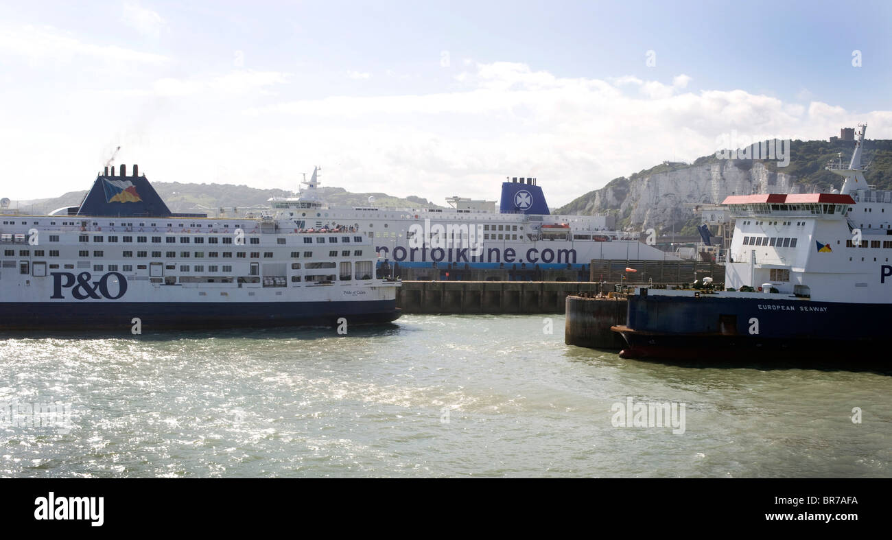 Docking car ferries at Dover Harbour scene Car Ferries Stock Photo
