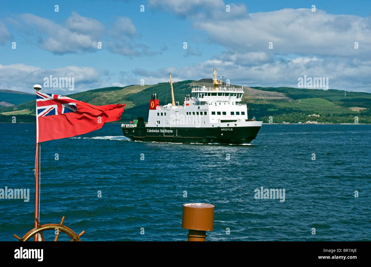 Caledonian MacBrayne car ferry Argyle preparing to berth at Rothesay on Island of Bute Scotland Stock Photo