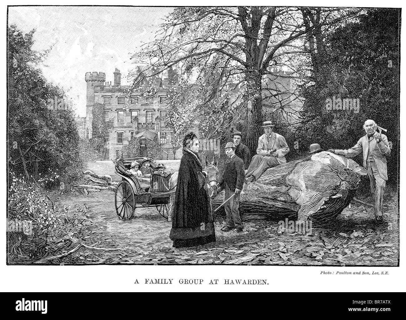 William Ewart Gladstone and his family at Hawarden Castle Stock Photo