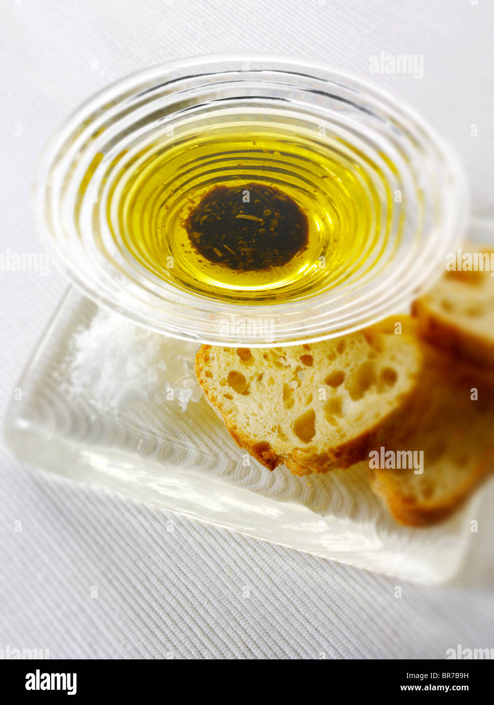 dipping olive oil snack. Stock Photo