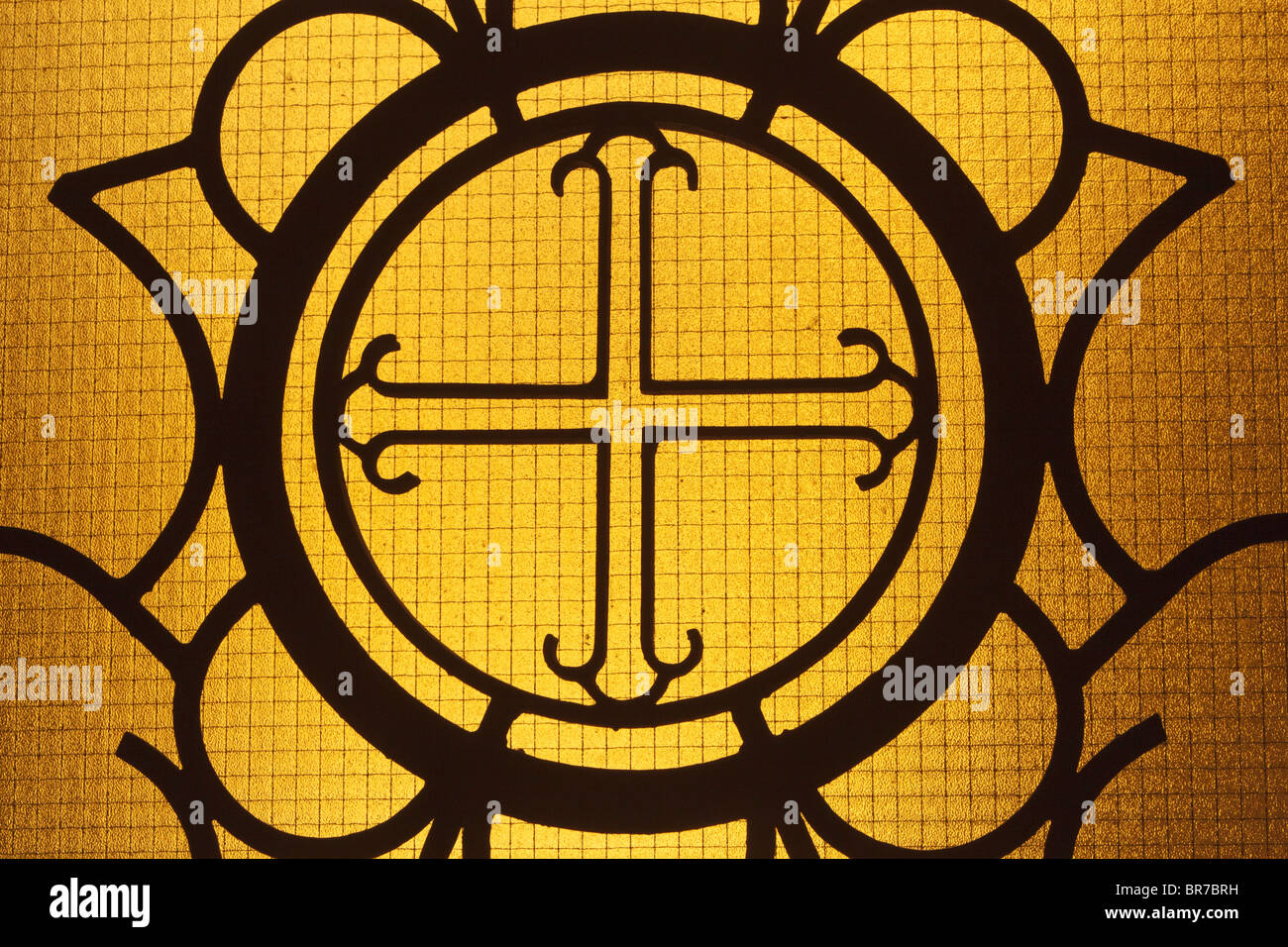 Stained Glass Window With Crucifix In The 16Th Century Dominican
