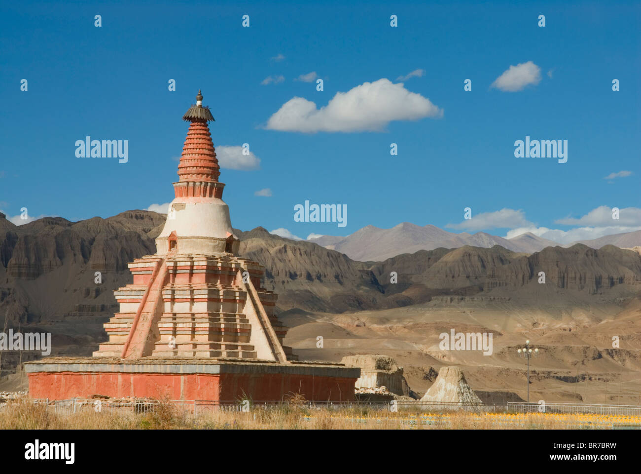 Nomad on the plains in Tibet Stock Photo