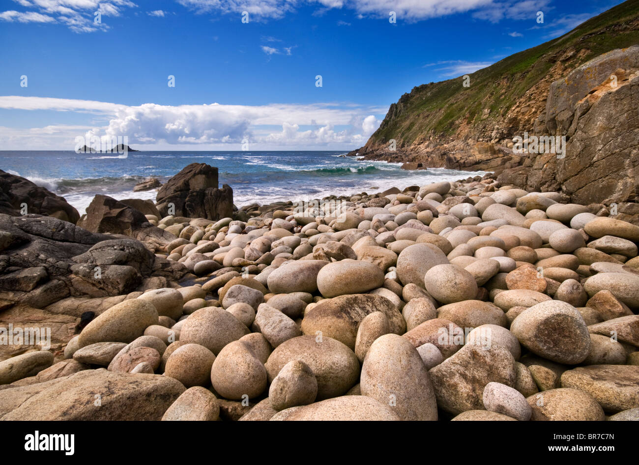 Porth Nanven (also known as Cot Valley Beach) near St Just in Cornwall, England, UK Stock Photo