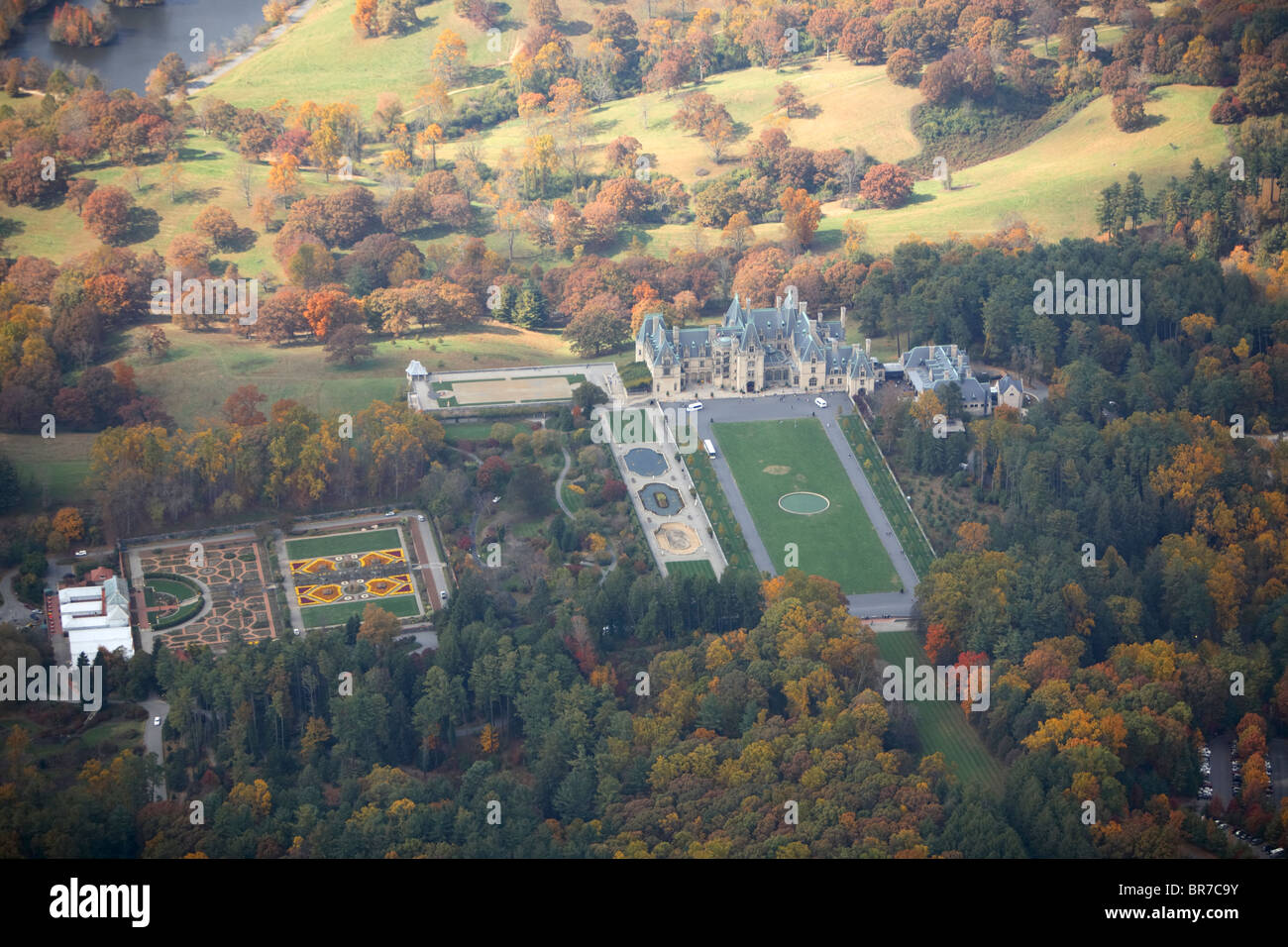 Aerial view of the Biltmore House in Asheville NC Stock Photo