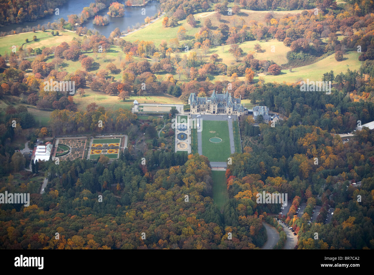 Aerial view of the Biltmore House in Asheville NC Stock Photo