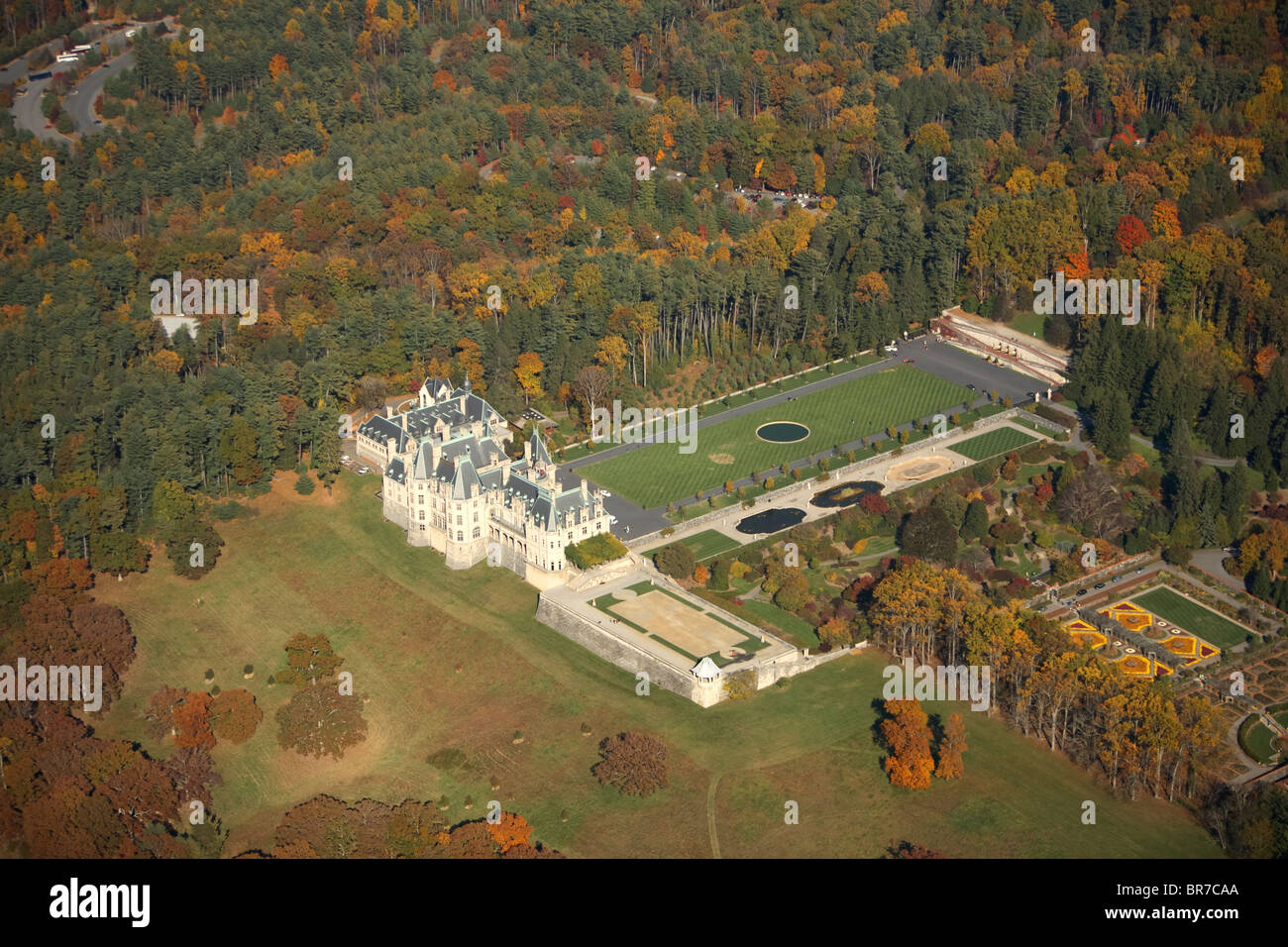 Aerial view of the Biltmore House in Asheville NC Stock Photo