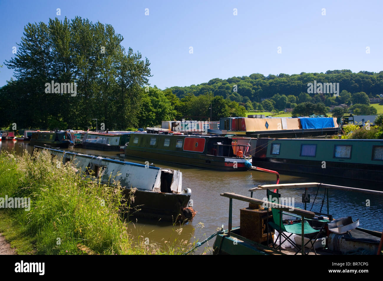 Narrow Boats at Kerridge Dry Dock on the Macclesfield Canal at