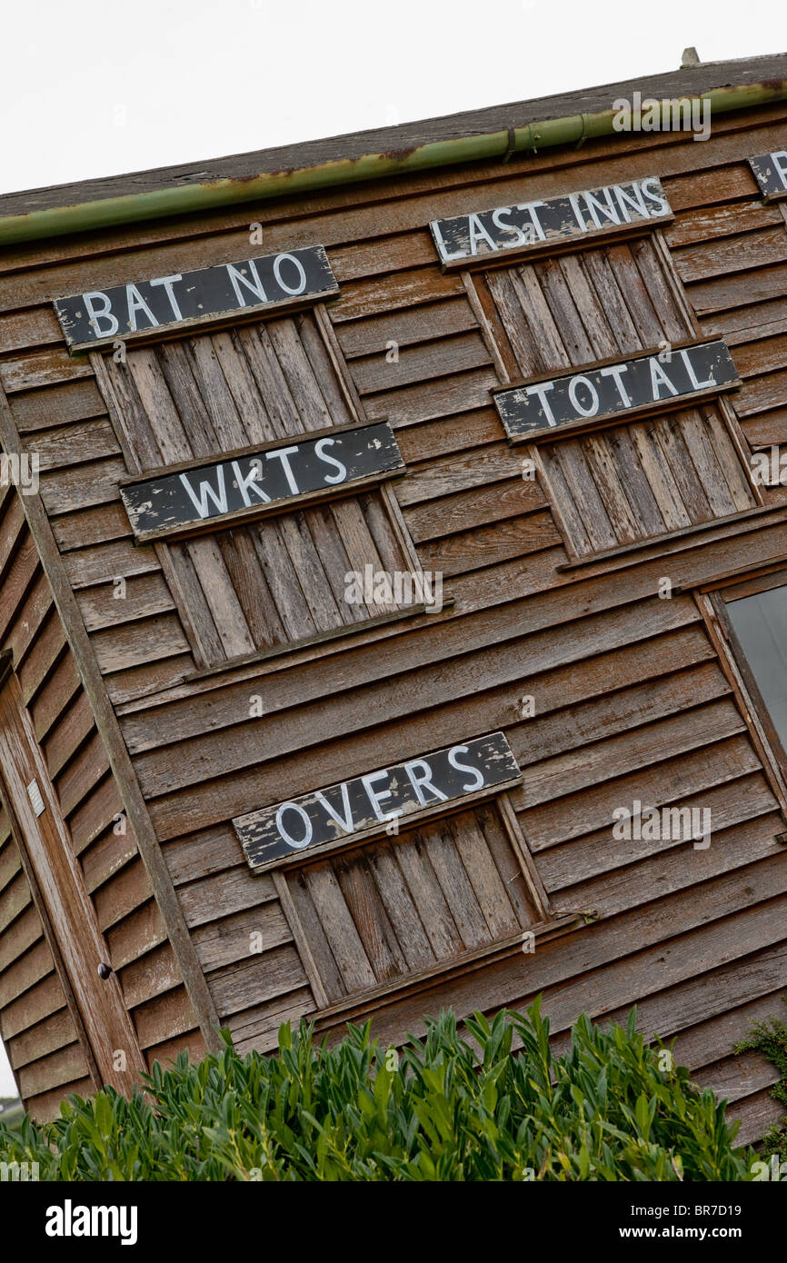 A quaint cricket scoreboard in Southern England Stock Photo