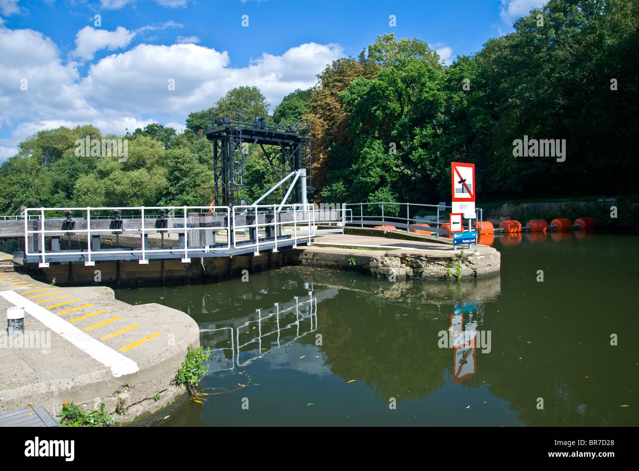 A lock on the river Medway Stock Photo