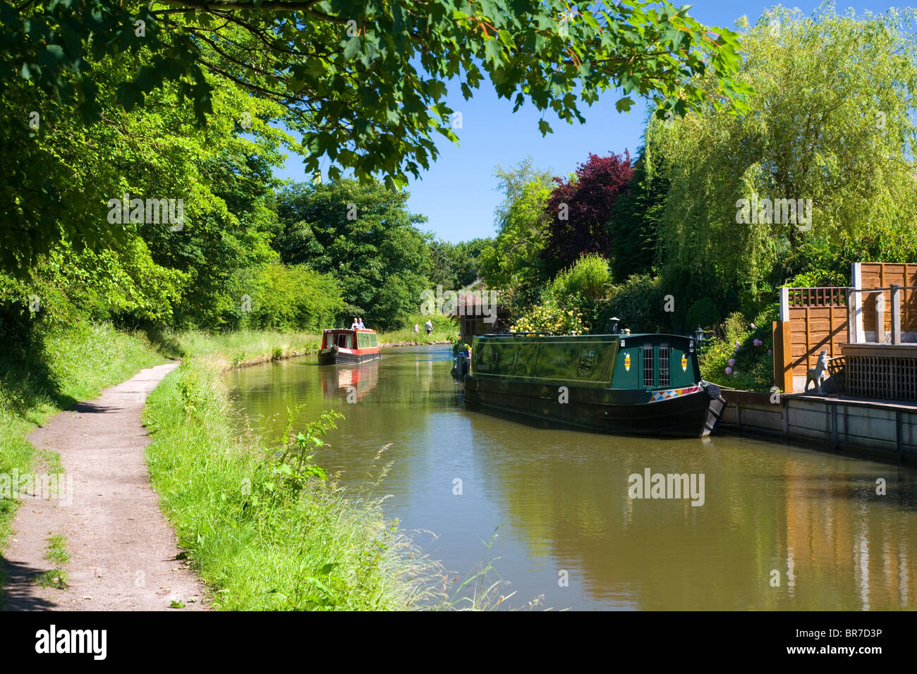 Narrow Boats on the Macclesfield Canal at Bollington in Cheshire