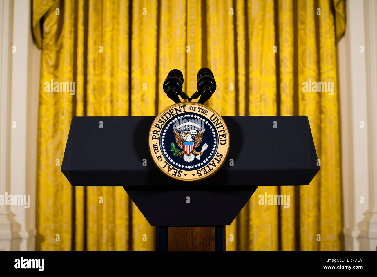 The East Room of the White house is prepared for an event with the President Stock Photo