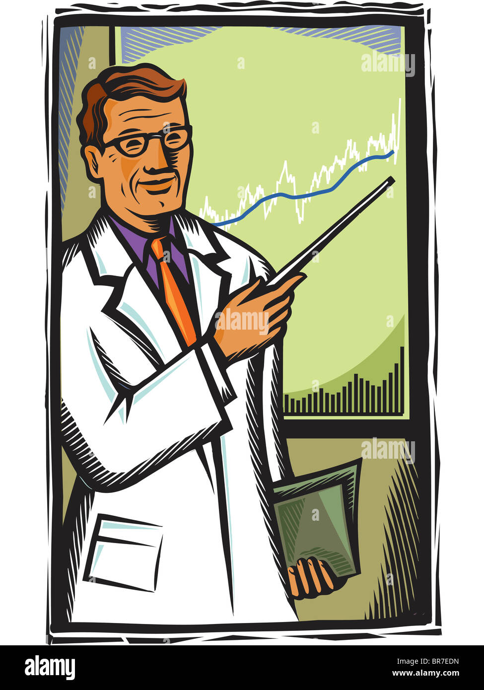A doctor pointing to a growth chart Stock Photo