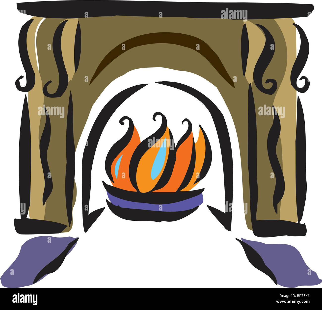 Drawing of a fireplace Stock Photo Alamy
