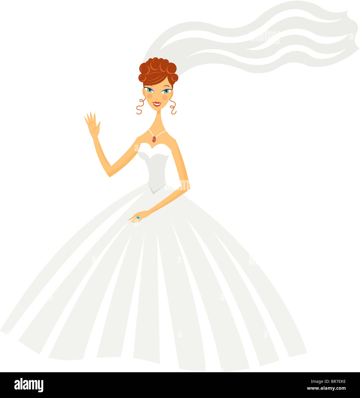 Drawing of a bride in her gown Stock Photo