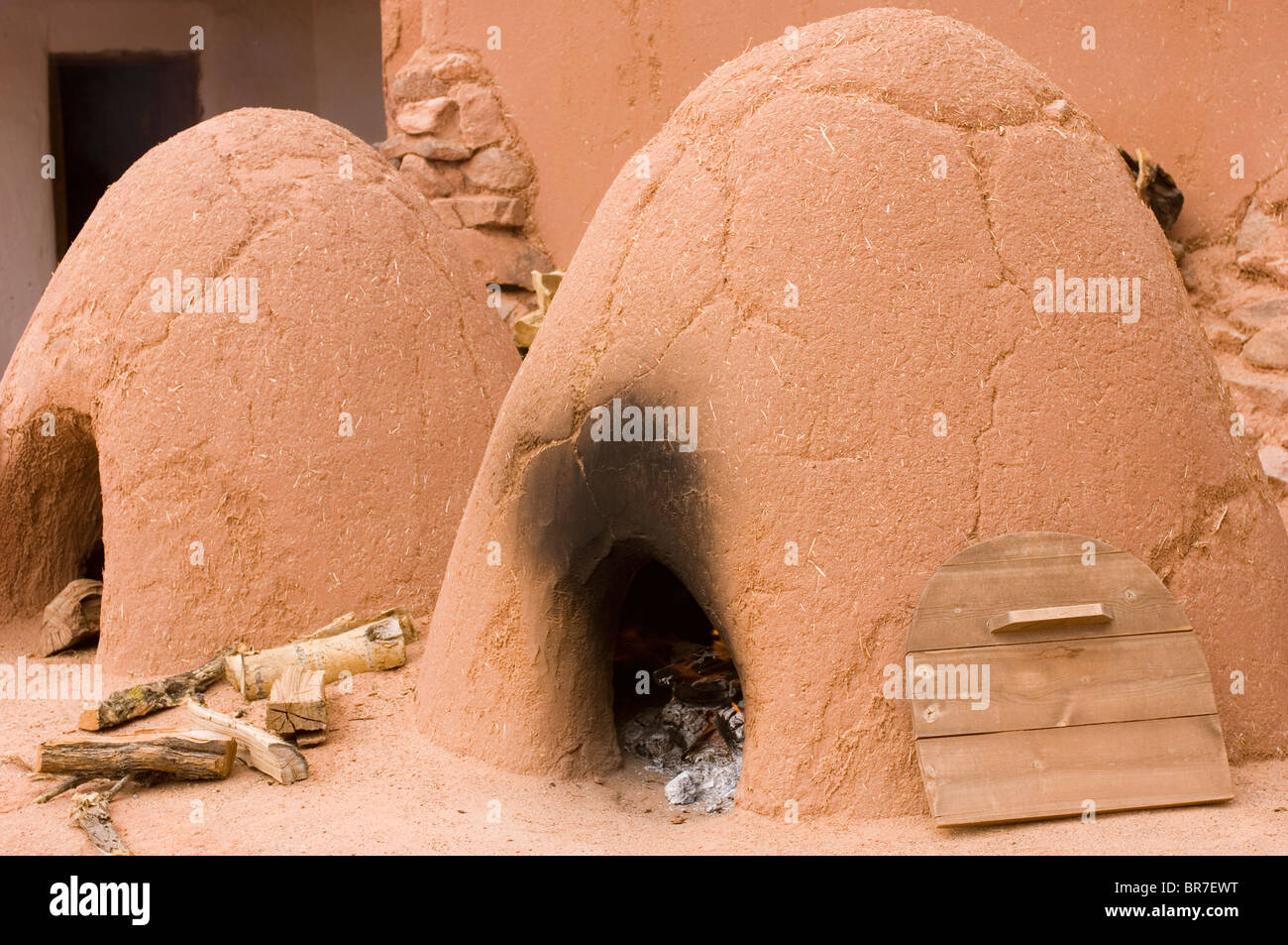 Two traditional outdoor ovens in New Mexico. Stock Photo