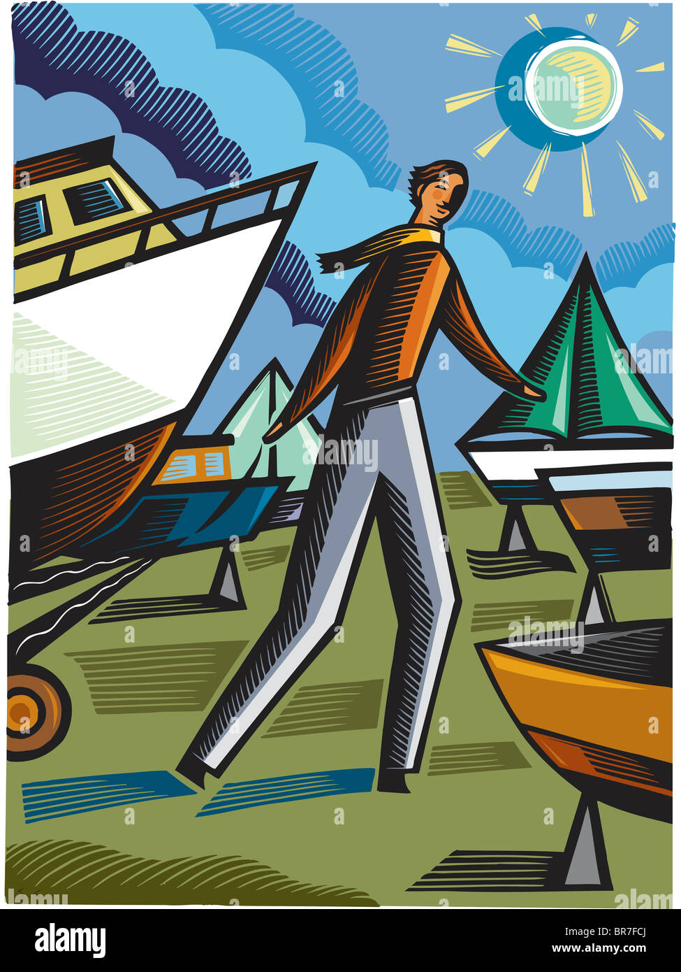 Man pulling a boat hi-res stock photography and images - Alamy
