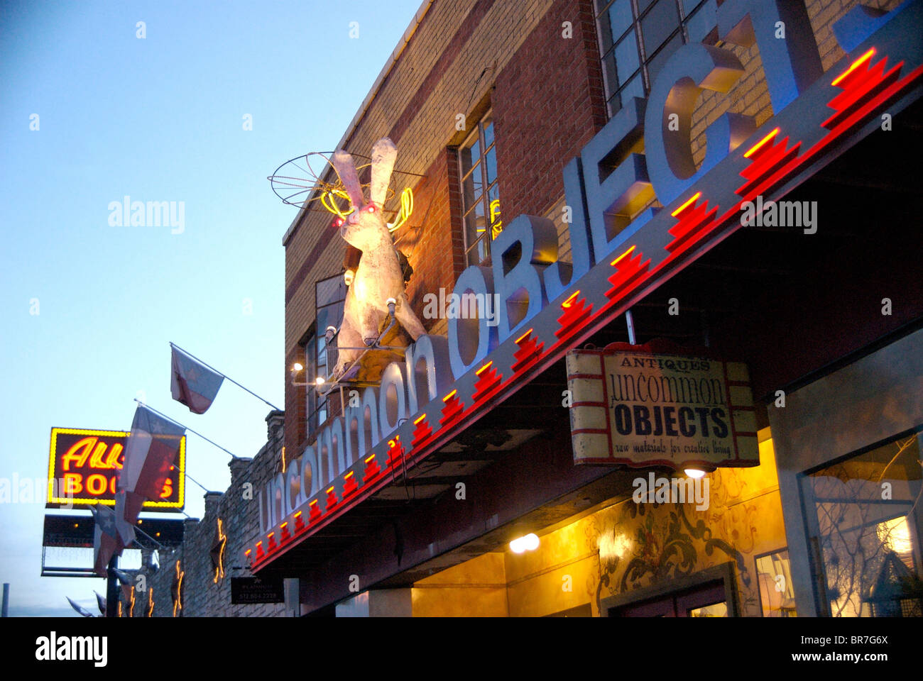 Shops along South Congress in an artsy Austin TX neighborhood Stock